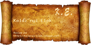 Kelényi Elek névjegykártya