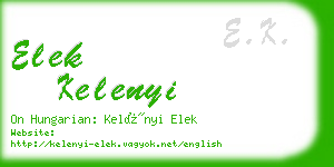 elek kelenyi business card